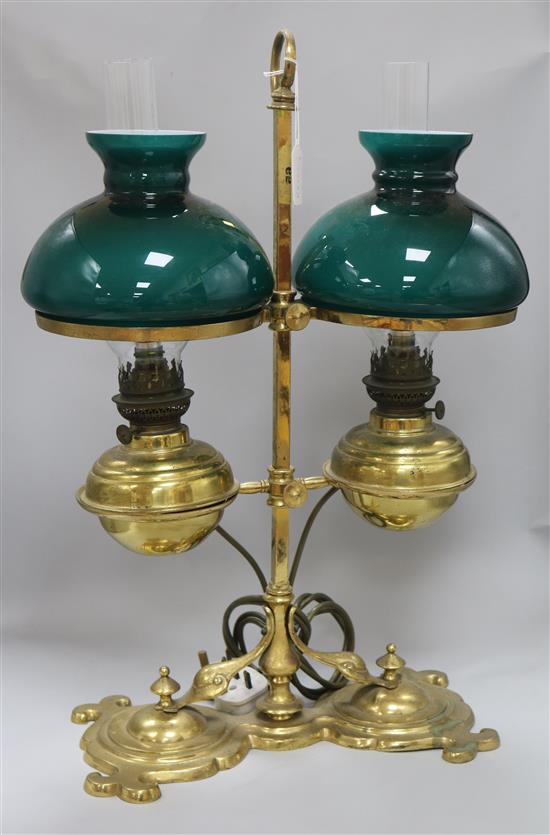 A two branch lamp converted from an oil lamp